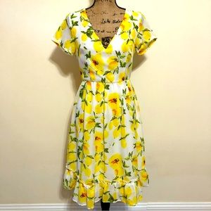 EUC! Popreal Lemon Midi Dress Size Medium